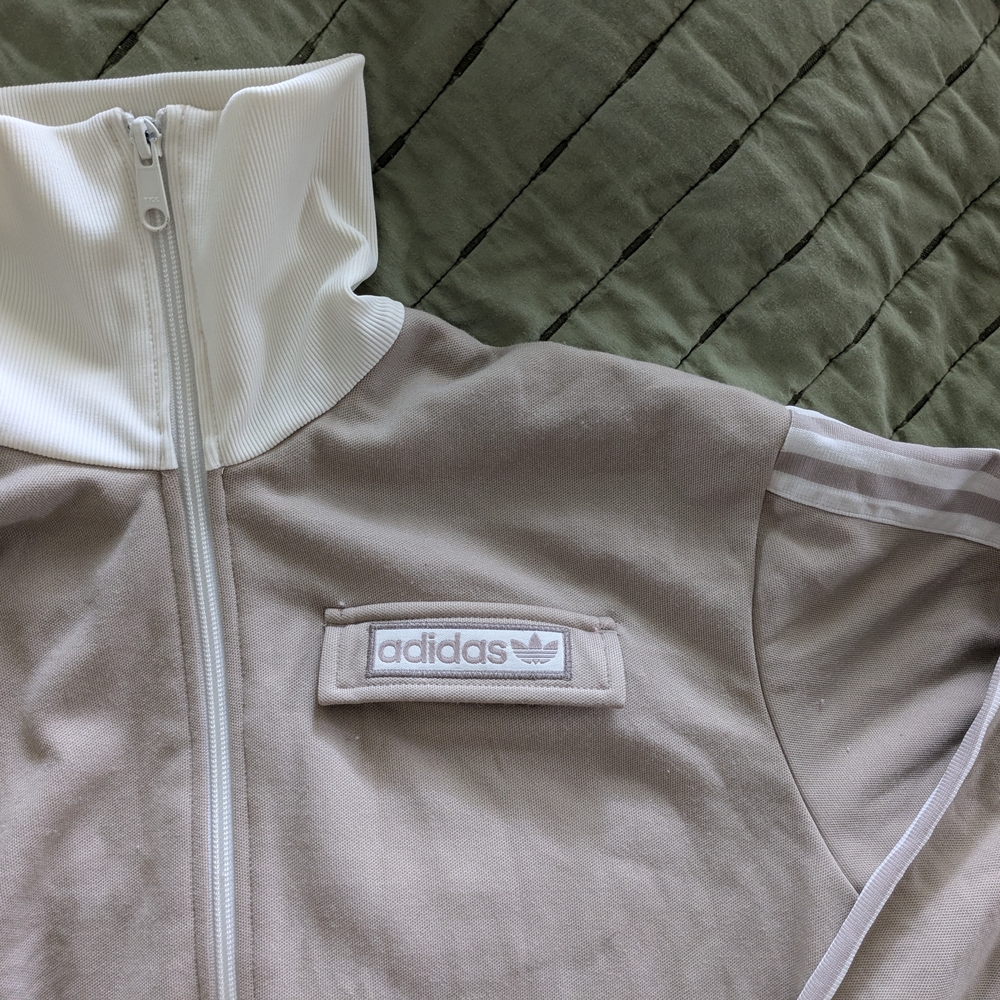 2002 Adidas Beige and White Track Jacket